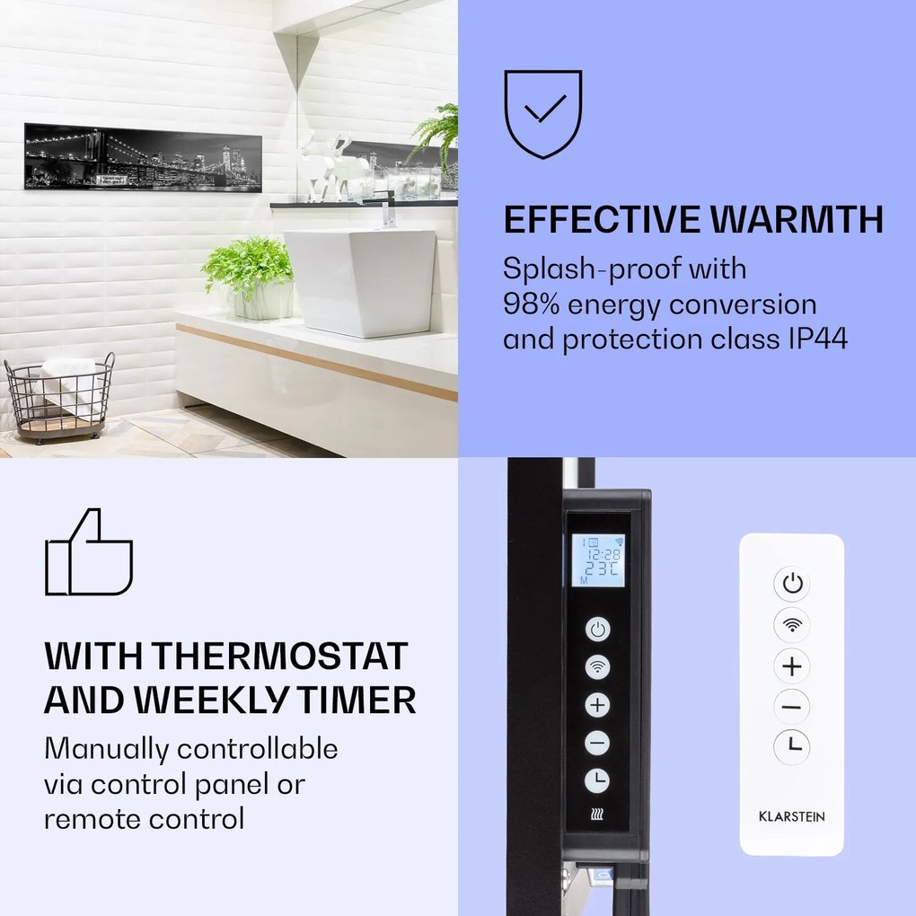 Klarstein Wonderwall Air Art Smart, infravörös hősugárzó, 120 x 30 cm, 350 W, híd