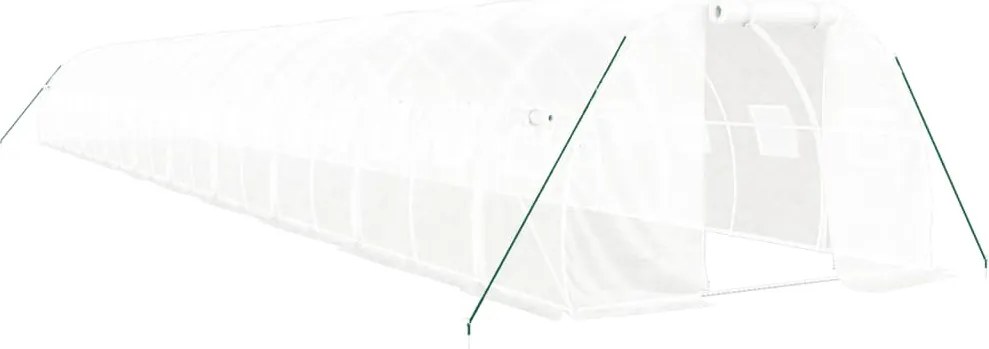 vidaXL fehér acélvázas melegház 60 m² 20x3x2 m