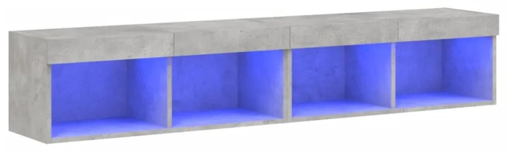 2 db betonszürke TV-szekrény LED-világítással 80x30x30 cm