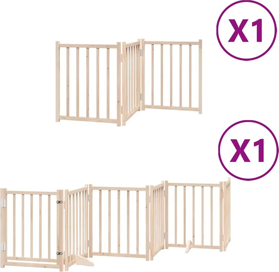 vidaXL nyárfa 9 paneles összecsukható kutyakapu ajtóval 450 cm