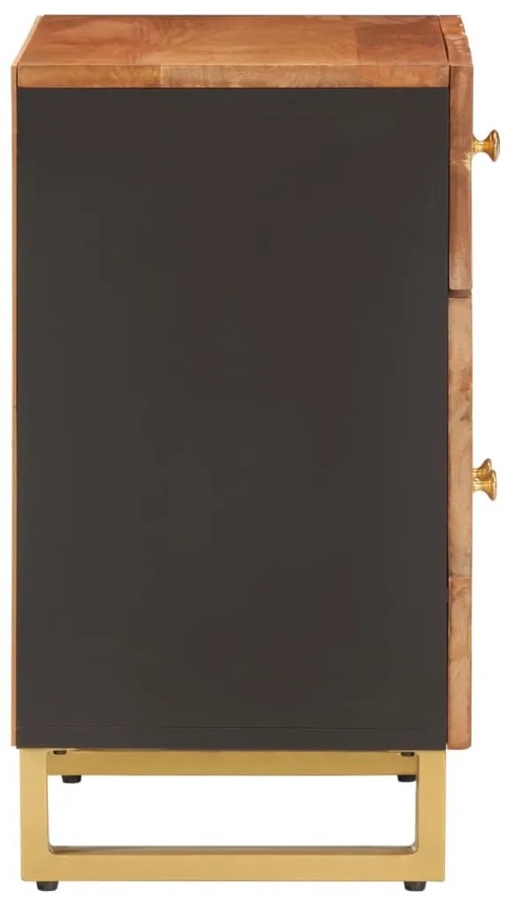 Barna és fekete tömör mangófa éjjeliszekrény 50x33x60 cm