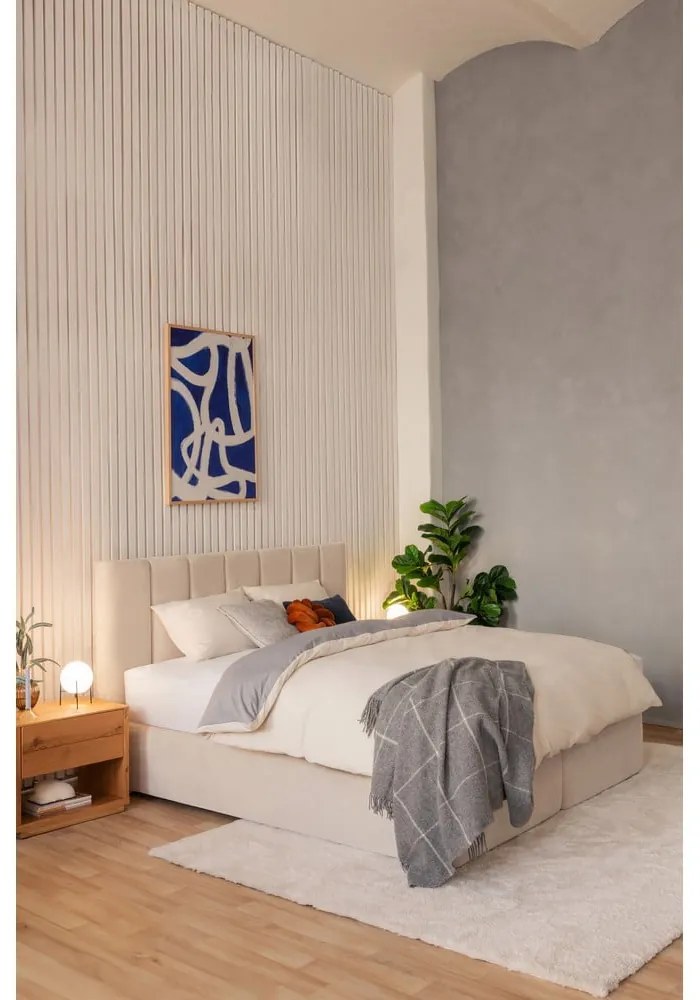 Bézs boxspring ágy 160x200 cm Olia Bold Line – Bonami Selection