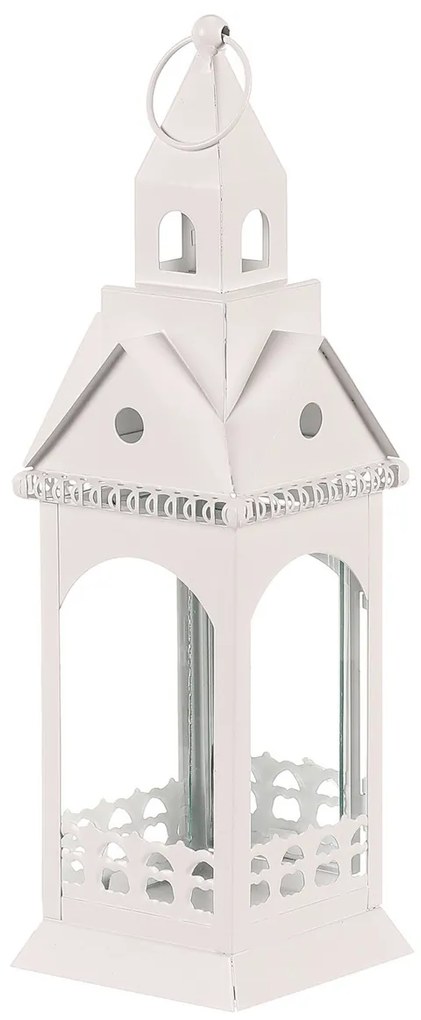 Fém lámpa, templomtorony, fehér, 30 cm