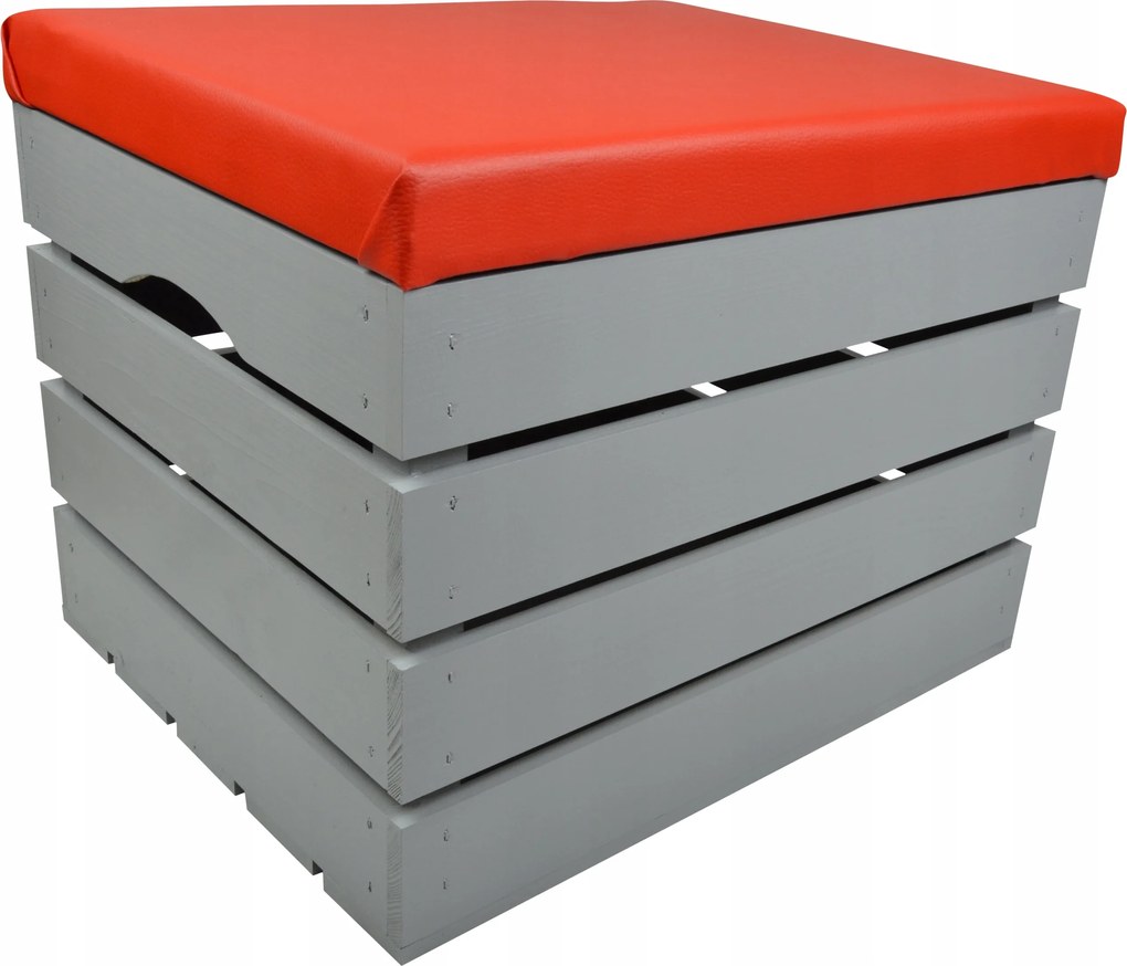 Festett, kárpitozott, fa puff Pl