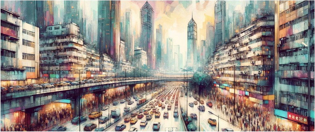 Kép - Városi élet (120x50 cm)