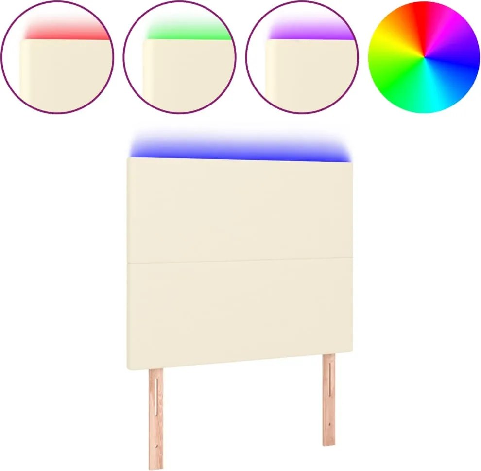 krémszínű műbőr LED-es fejtámla 80x5x118/128 cm