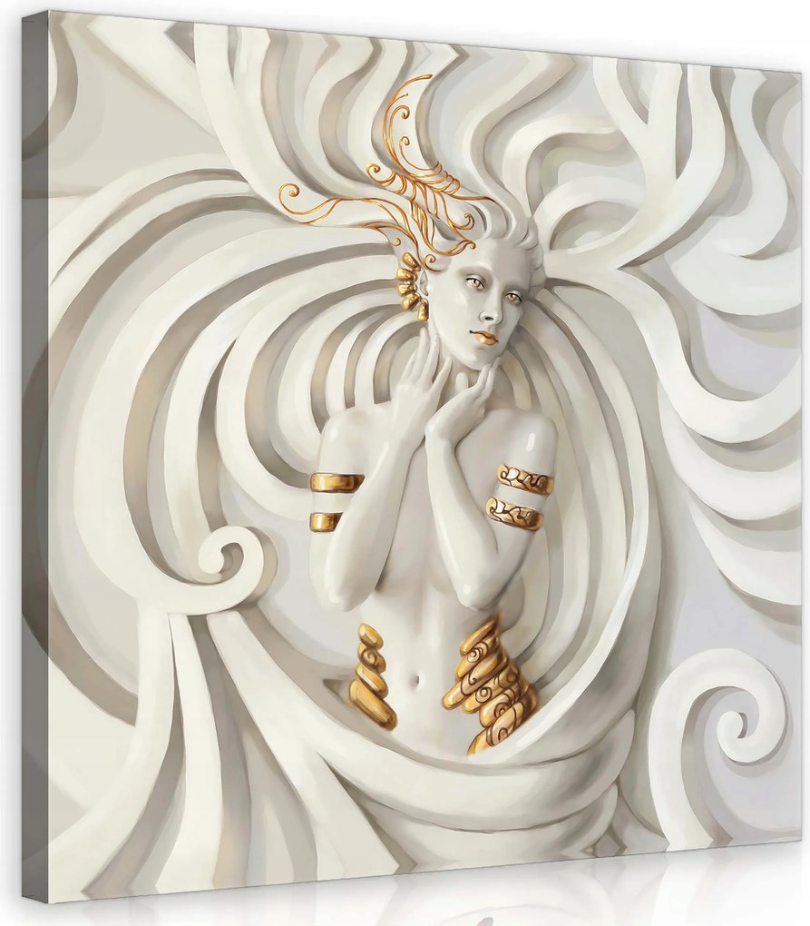 Vászonkép 80x80 Női harmónia Absztrakt arany díszítéssel a hálószobába