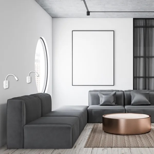 LED flexibilis fali lámpa USB-vel BASE 1xLED/8W + 1xLED/2W/230V fehér