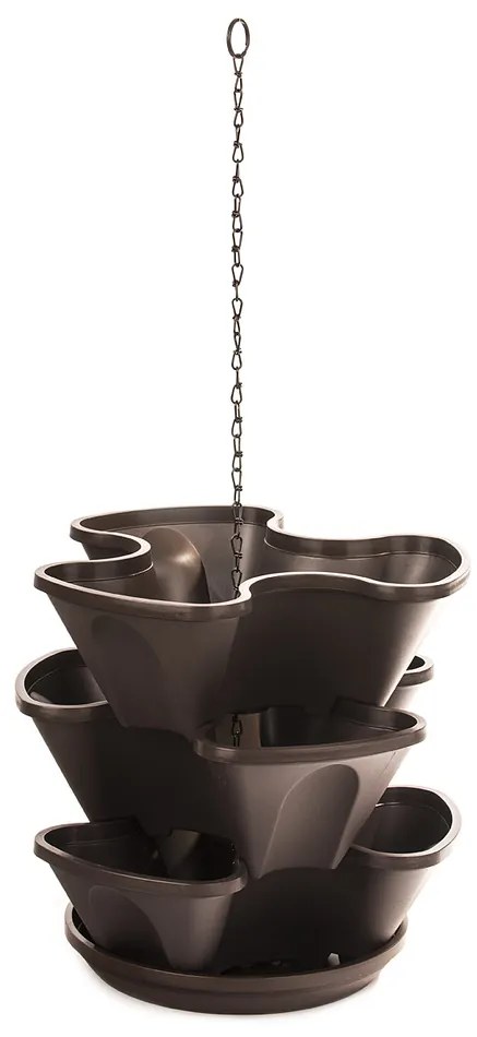 3-részes felakasztható virágpiramis – barna, 33 cm