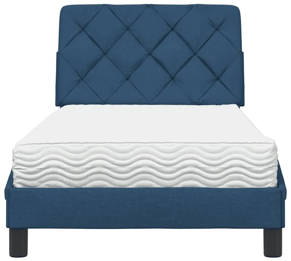 kék szövet ágy matraccal 80x200 cm