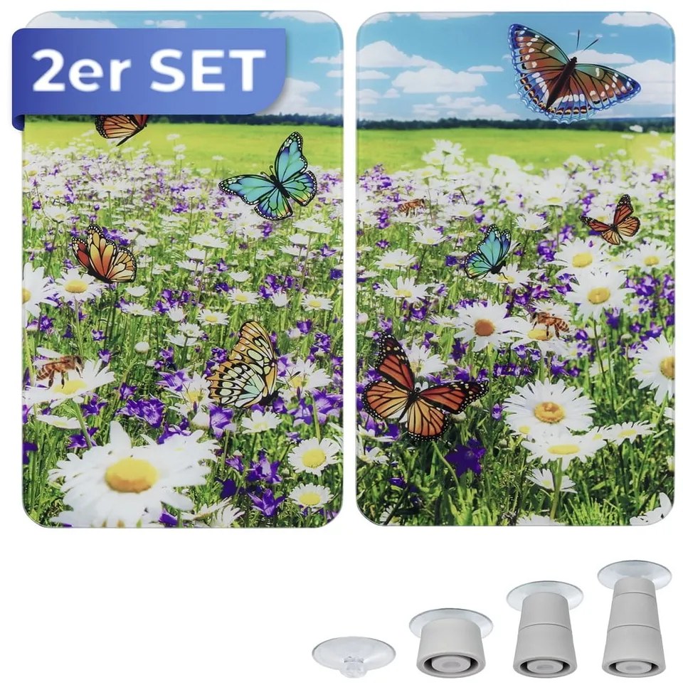 Edzett üveg tűzhely fedőlap szett 2 db-os 52x30 cm Summer Meadow – Maximex