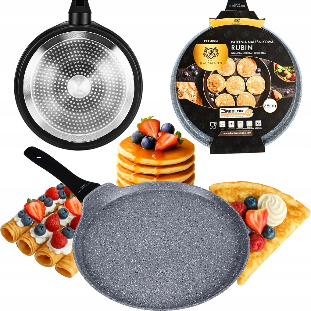 Palacsintasütő Granit Bevonattal, 28 CM, Indukciós És Gáz Tűzhelyhez
