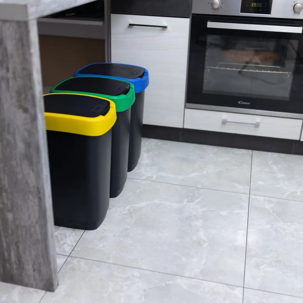 Fekete újrahasznosított műanyag szelektív szemetes készlet 3 db-os 25 l Twist – Rotho
