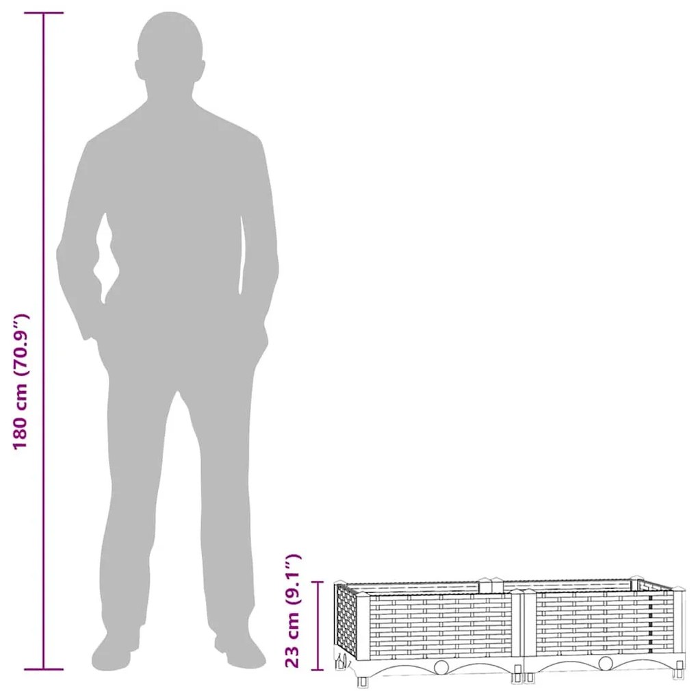 polipropilén magaságyás 80 x 40 x 23 cm