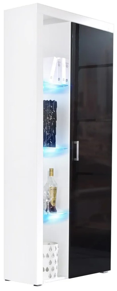 Polcos szekrény Magnolia MA2 (fehér + fényes fekete) (kék LED világítás). 1058278