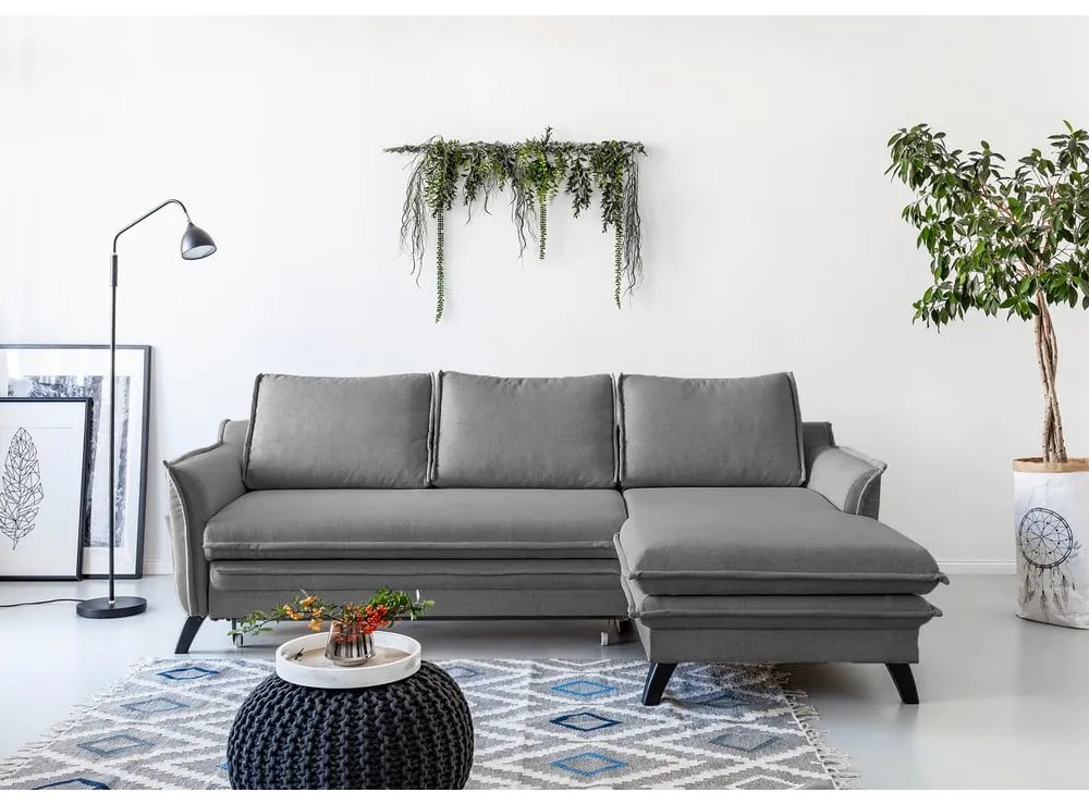 Charming Charlie szürke kinyitható sarokkanapé, jobb oldali - Miuform
