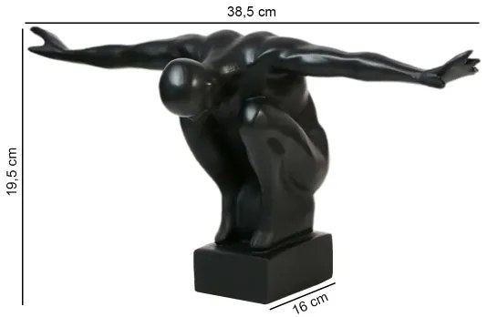 Asztali dekoráció 25x41x20 cm gyanta/fekete