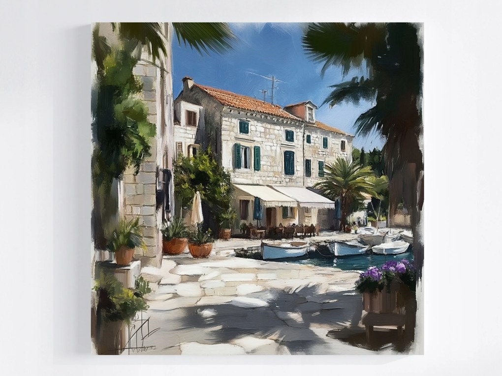 Vászonkép Canvas Tájkép Horvátország Hvar Város Marina Nyár 40x40