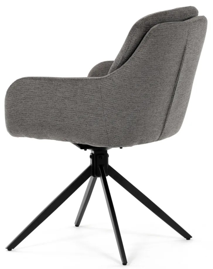 Scaun de sufragerie pivotant, mecanism rotativ la 180°, țesătură impermeabilă de culoarea trufei, structură metalică neagră