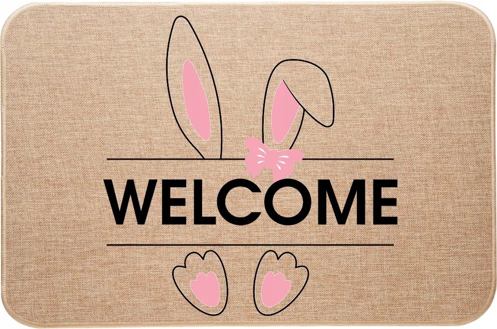 Húsvéti lábtörlő lenvászon húsvéti nyuszi Helló Welcome