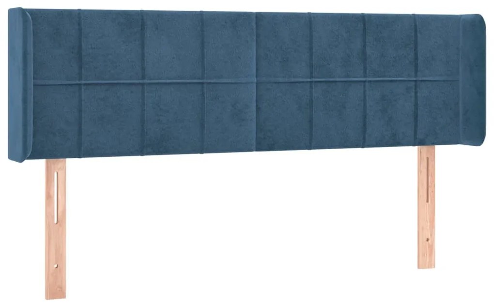 sötétkék bársony LED-es fejtámla 147 x 16 x 78/88 cm