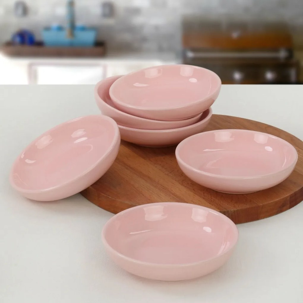 Lunis kerámia tál 13 cm 6 db-os szett, világos rózsaszín