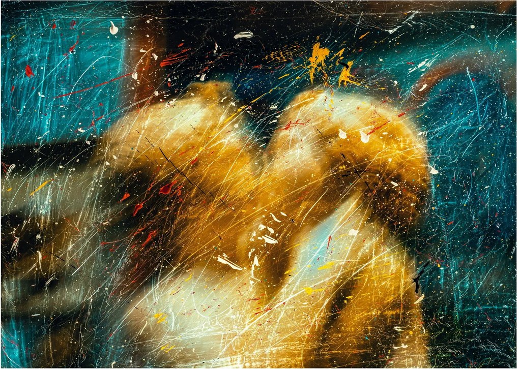 Kép - Csókolózó angyalok (üvegen) (70x50 cm)