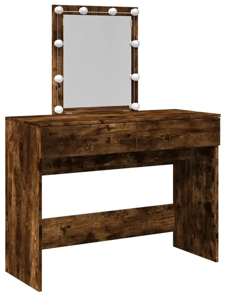 füstös tölgy színű fésülködőasztal LED-del 100 x 40 x 130 cm