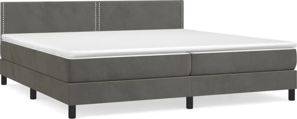 vidaXL sötétszürke bársony rugós ágy matraccal 200x200 cm