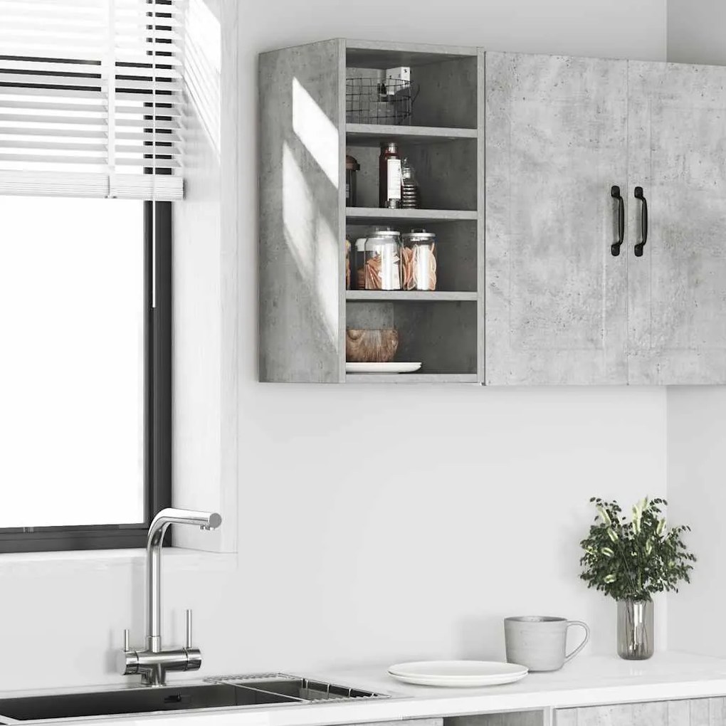 betonszürke szerelt fa függő szekrény 30x29,5x60 cm