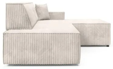 TERAMO L-alakú, ággyá alakítható jobb oldali sarokülőgarnitúra tárolóval, bézs