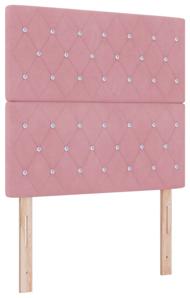 Boxspring Ágy Matraccal Rózsaszín 90x190 cm Bársony