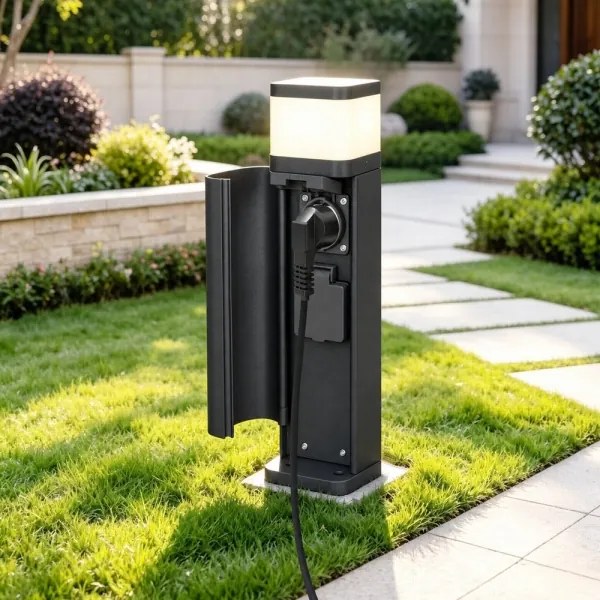 BRILAGI - Kültéri lámpa 2 SCHUKO aljzattal PILLAR 1xG9/11W/230V IP44 fekete