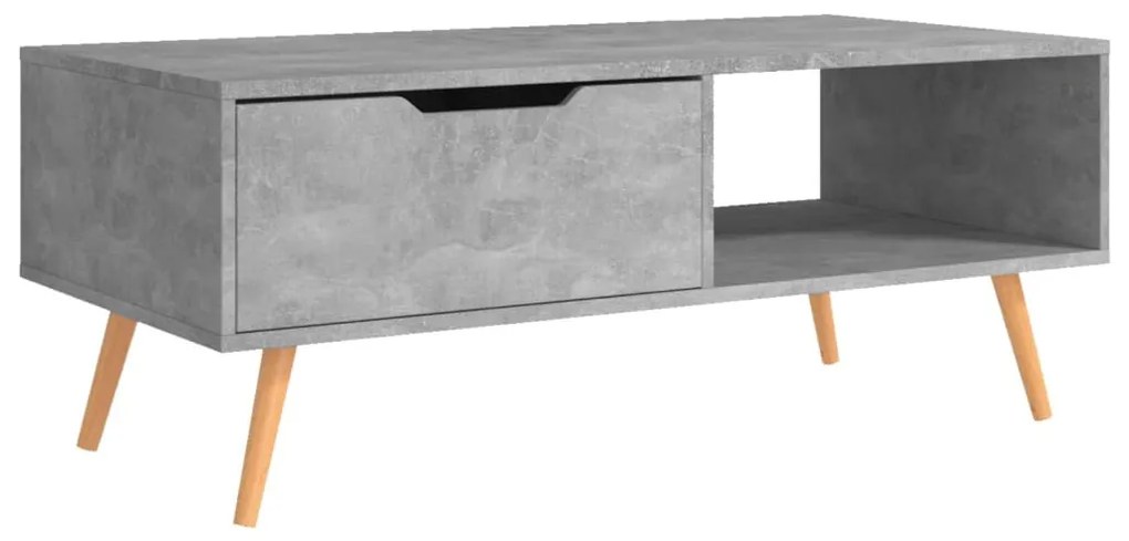 Betonszürke szerelt fa dohányzóasztal 100 x 49,5 x 43 cm