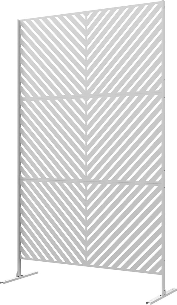 Outsunny Kültéri Szobai Elválasztó 3 Darab Invertált Háromszög Mintázatú Acél Váz Privát Képernyőhöz Teraszra Kertbe 122x45x198 cm Fehér | Aosom