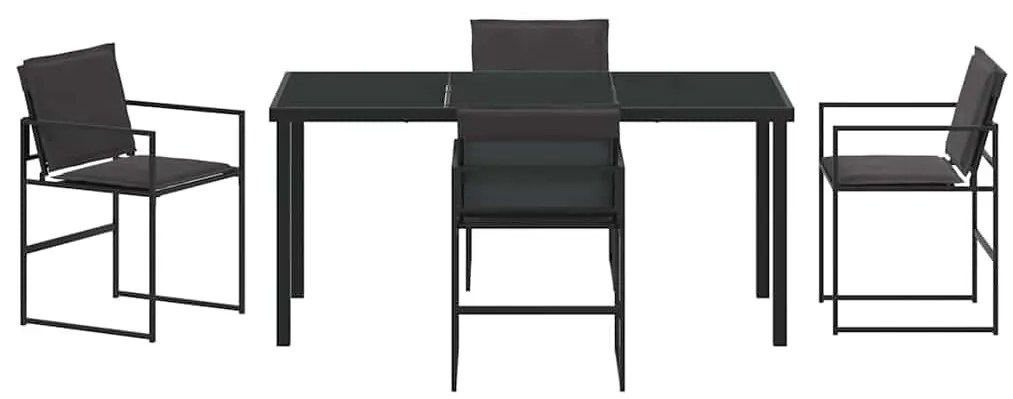 Kert étkező szett 5 pcs Fekete 160 x 80 x 73 cm