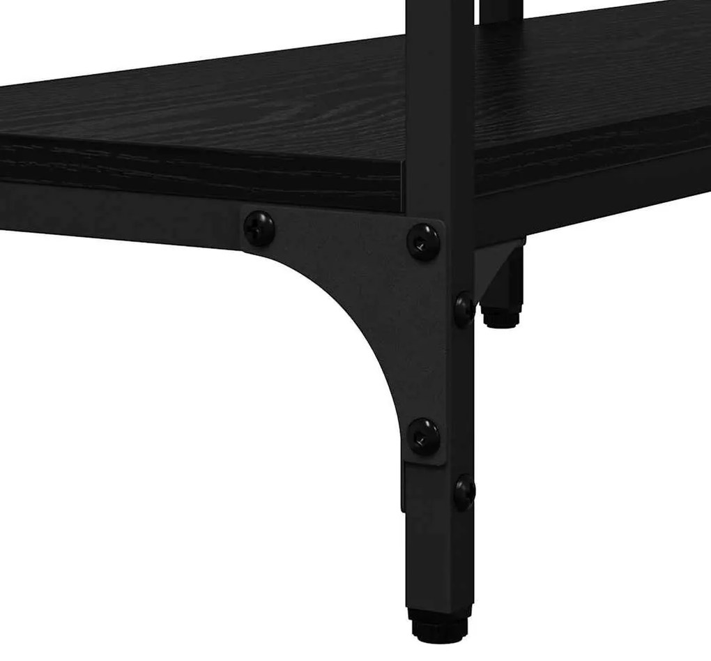 Konzolasztal polcokkal Musta tammi 160 x 29 x 80 cm Faanyag