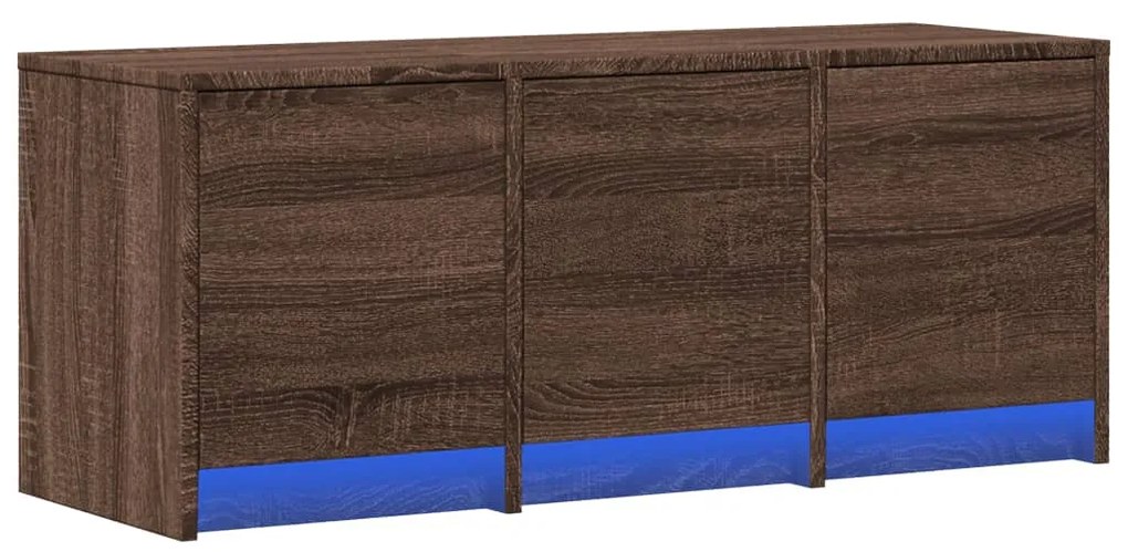 barna tölgy színű szerelt fa TV-szekrény LED-del 97x34x40 cm
