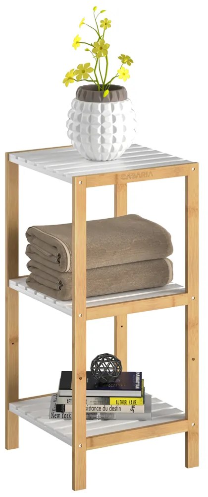Casaria® Bambusz polc 80x33x34cm - fehér