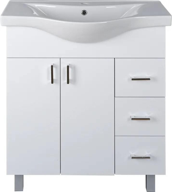 VivaStyle BIANKA 80 lábon álló fürdőszobabútor 3 fiókos Sanovit ALBATROS 10080 mosdóval 79,5 x 46 cm