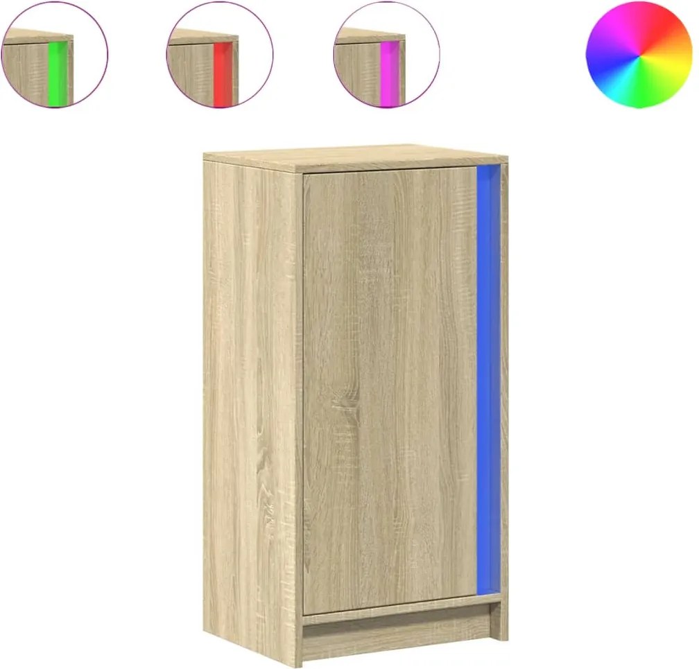 vidaXL sonoma tölgy szerelt fa tálalószekrény LED-del 42,5x34x85 cm