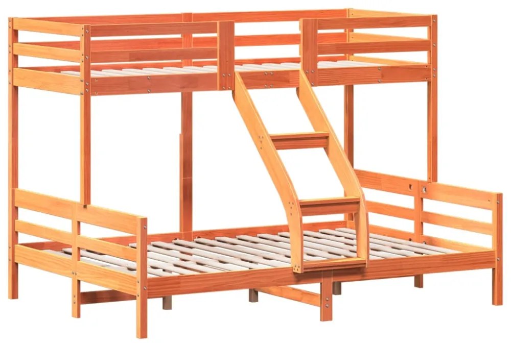viaszbarna tömör fenyőfa emeletes ágy 80 x 200/140 x 200 cm