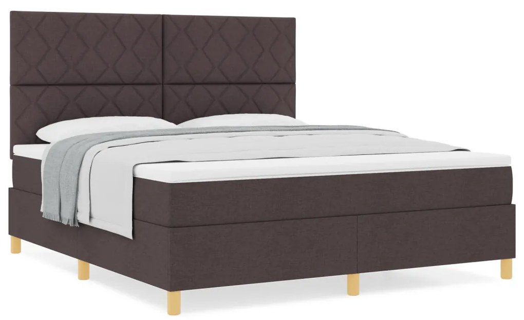 Box Spring ágy matraccal Sötétbarna Super King Szövet