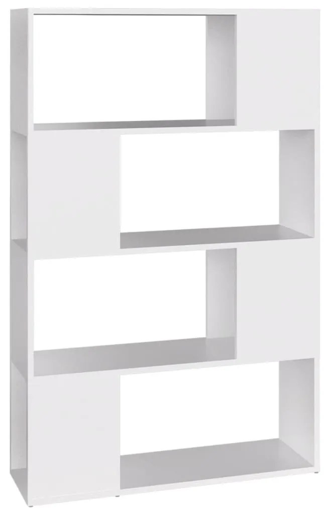 fehér szerelt fa térelválasztó könyvszekrény 80 x 24 x 124,5 cm