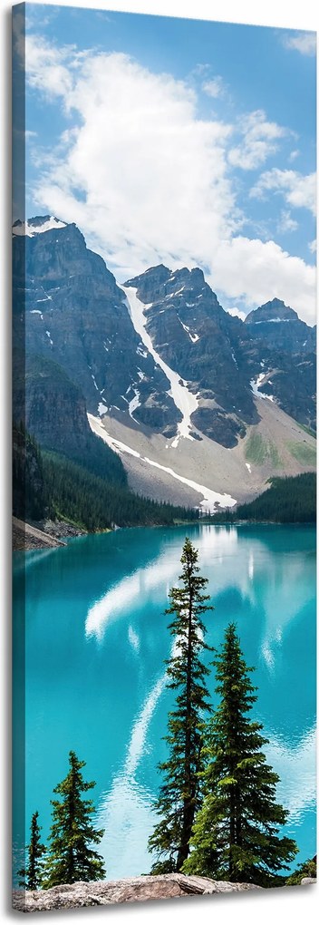 Vászonkép Természet Hegyek Erdő Kék víz 40x120 cm