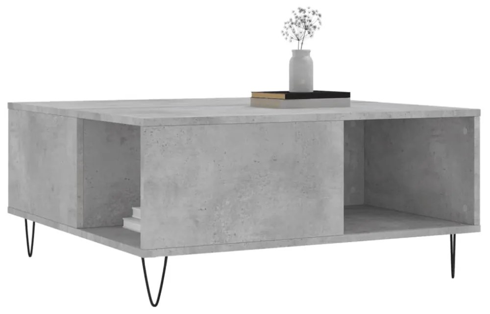 betonszürke szerelt fa dohányzóasztal 80x80x36,5 cm