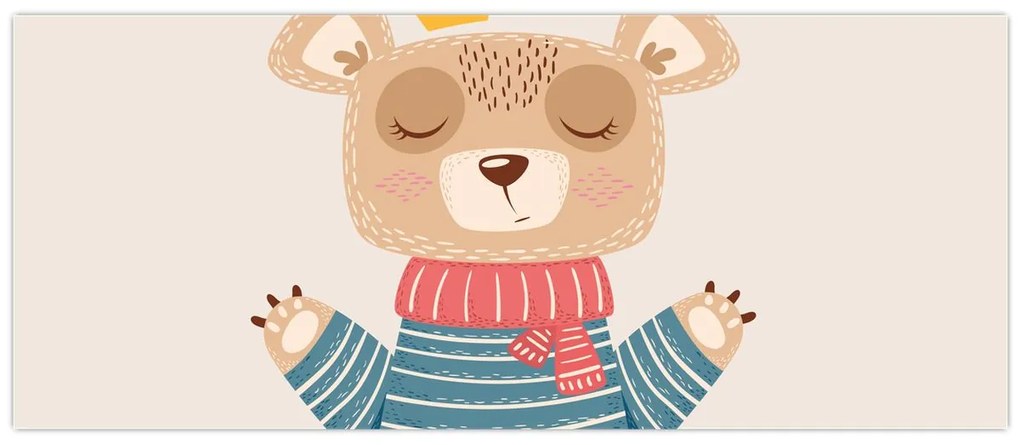 Kép - Bézs mackó koronával (120x50 cm)