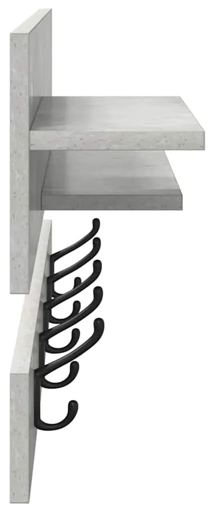 Fali Kabáthorog polcokkal Beton szürke 90 x 15 x 36 cm Faanyag