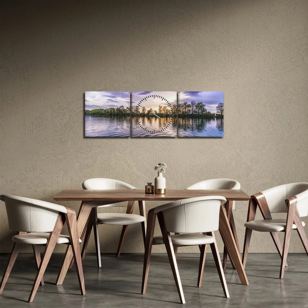 Tó képe (órával) (90x30 cm)
