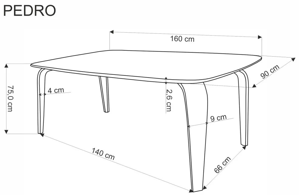 Pedro étkezőasztal 160cm
